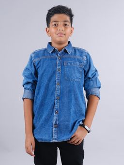 KiddoPanti - Blue Boys Full Sleeve Denim Shirt