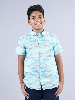 KiddoPanti - Aqua Boys Aop Half Sleeve Shirt