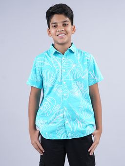 KiddoPanti - Blue Boys Aop Half Sleeve Shirt