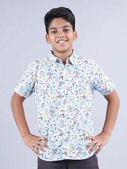 KiddoPanti - Blue Boys Aop Half Sleeve Shirt