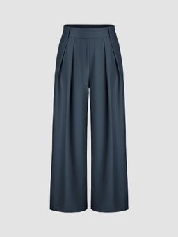 Cider - Solid Texture Pleated Wide Leg Trousers