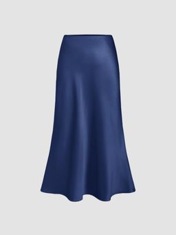 Cider - Satin Solid Ruffle Maxi Skirt
