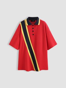 Cider - Blokecore Patchy Collar Short Sleeve Polo Shirt