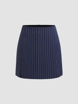 Cider - Mid Rise Stripe Slit Zipper Skort