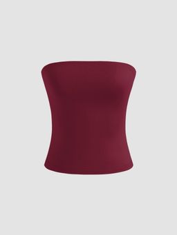 Cider - Contour Double Layered Strapless Solid Tube Top