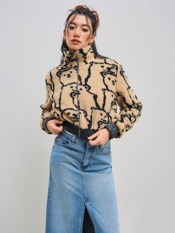 Cider - Zip Through Bear Pattern Fleece Jacket