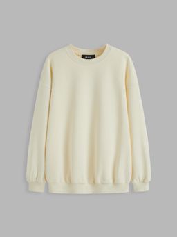 Cider - Terry Round Neckline Solid Sweatshirt