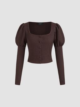 Cider - Square Neck Puff Sleeve Top