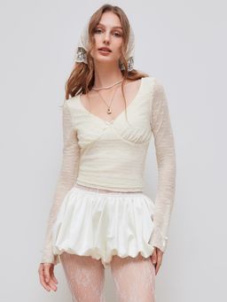 Cider - Lace V-neck Floral Long Sleeve Top