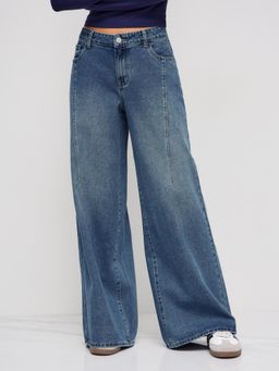 Cider - Denim Low Rise Wide Leg Jeans