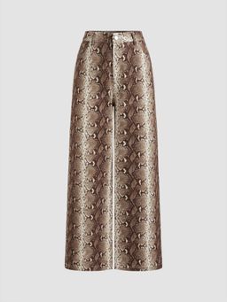 Cider - Mid Rise Snake Print Wide Leg Trousers