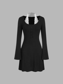 Cider - Halter Neckline Lace Knotted Mini Dress