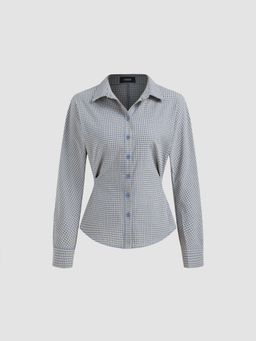 Cider - Cotton Check Cinched Waist Long Sleeve Shirt