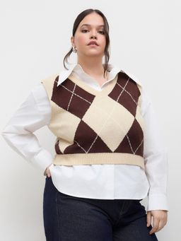 Cider - Knit Argyle Vest Curve & Plus