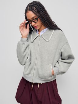 Cider - Collar Zipper Oversized Jacket