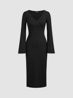 Cider - V-neck Long Sleeve Maxi Dress