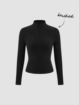Cider - Brushed High Neck Long Sleeve Top