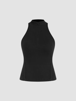 Cider - Stand Collar Zipper Tank Top