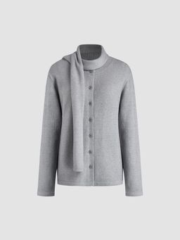 Cider - Knit Button Oversized Cardigan With Scarf