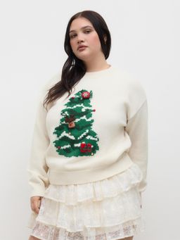 Cider - Knit Christmas Tree Graphic Oversized Sweater Curve & Plus