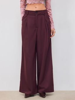 Cider - Mid Rise Pleated Straight Leg Trousers