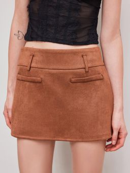 Cider - Suede Mid Rise Mini Skirt
