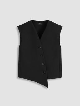 Cider - V-neck Asymmetrical Hem Oversized Blazer Vest