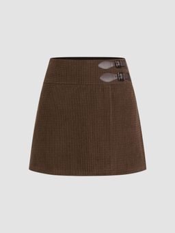 Cider - Corduroy Mid Rise Belted Mini Skirt