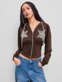 Cider - Terry Star Graphic Corset Hoodie