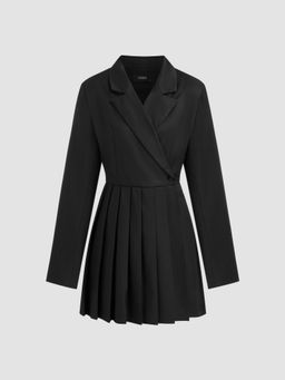Cider - Collar Pleated Blazer Romper