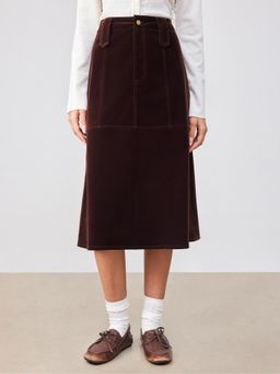 Cider - Suede Mid Rise Maxi Skirt