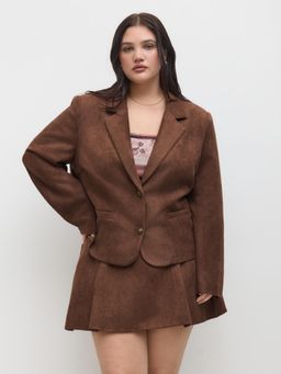 Cider - Suede Collar Jacket Curve & Plus