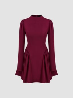 Cider - Round Neckline Ruffle Mini Dress