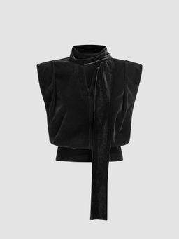 Cider - Wool-look Ruched Tank Top With Scarf