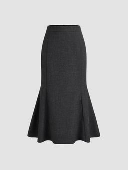 Cider - Tweed Mid Rise Ruffle Mermaid Maxi Skirt