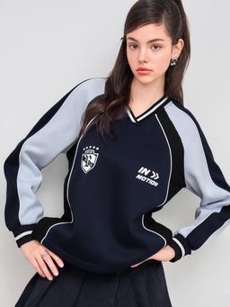 Cider - Terry V-neck Colorblock Sweatshirt