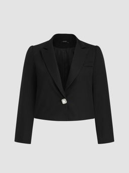 Cider - Collar Rhinestone Crop Blazer Curve & Plus