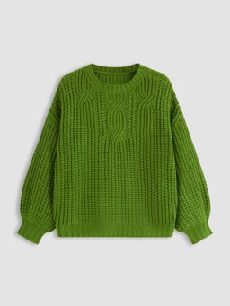 Cider - Cable Knit Round Neckline Oversized Sweater Curve & Plus