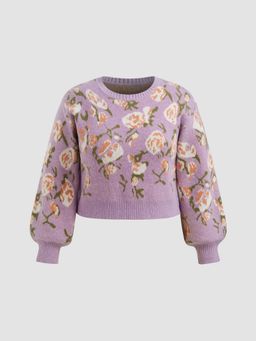 Cider - Knit Floral Crop Oversized Sweater Curve & Plus