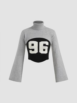 Cider - 96 Knit High Neck Graphic Cami Top & Crop Shrug Set