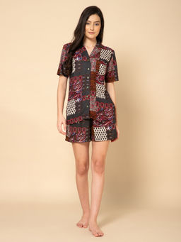 Drape In Vogue - Women Multi Patch Printed Shirt and Shorts (Set of 2)