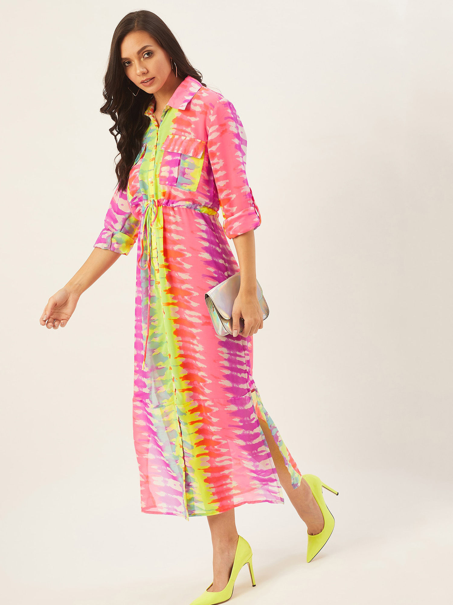Tie & Diy Shirt Maxi Dress MultiColor-image-16