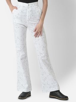CRIMSOUNE CLUB - Women White Constellation Bootcut Trousers
