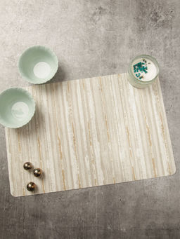 OBSESSIONS - Pack of 6 Heat Resistant Striped Table Placemats Cream and Beige (30x45 cm)