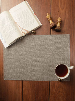 OBSESSIONS - Pack of 6 Heat Resistant Solid Table Placemats Grey (30x45 cm)