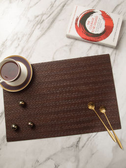 OBSESSIONS - Pack of 6 Heat Resistant Solid Table Placemats Chocolate (30x45 cm)