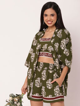 Moomaya - Womens Olive Co-ord (Set of 3)