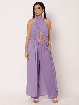 Moomaya - Purple Glam Halter NeckCo-ord (Set of 2)