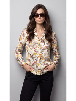 Twenty Dresses by Nykaa Fashion - Cream Poly Crepe Printed Bohemian Shirt