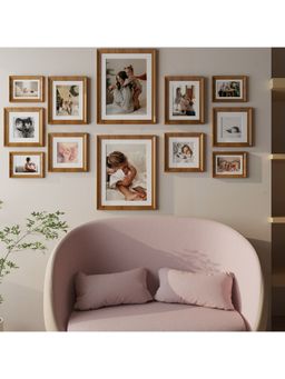 Art Street - Set of Zing 12 Wall Photo frame Home office Room Decor(Brown,11x14,8x8,6x8,5x7 In)